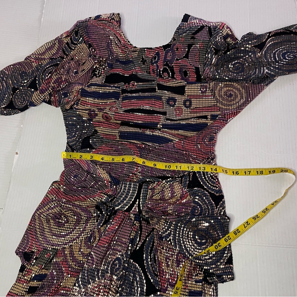 Vintage 80’s Janine Of London Metallic Mosaic Dress - Picture 13 of 14